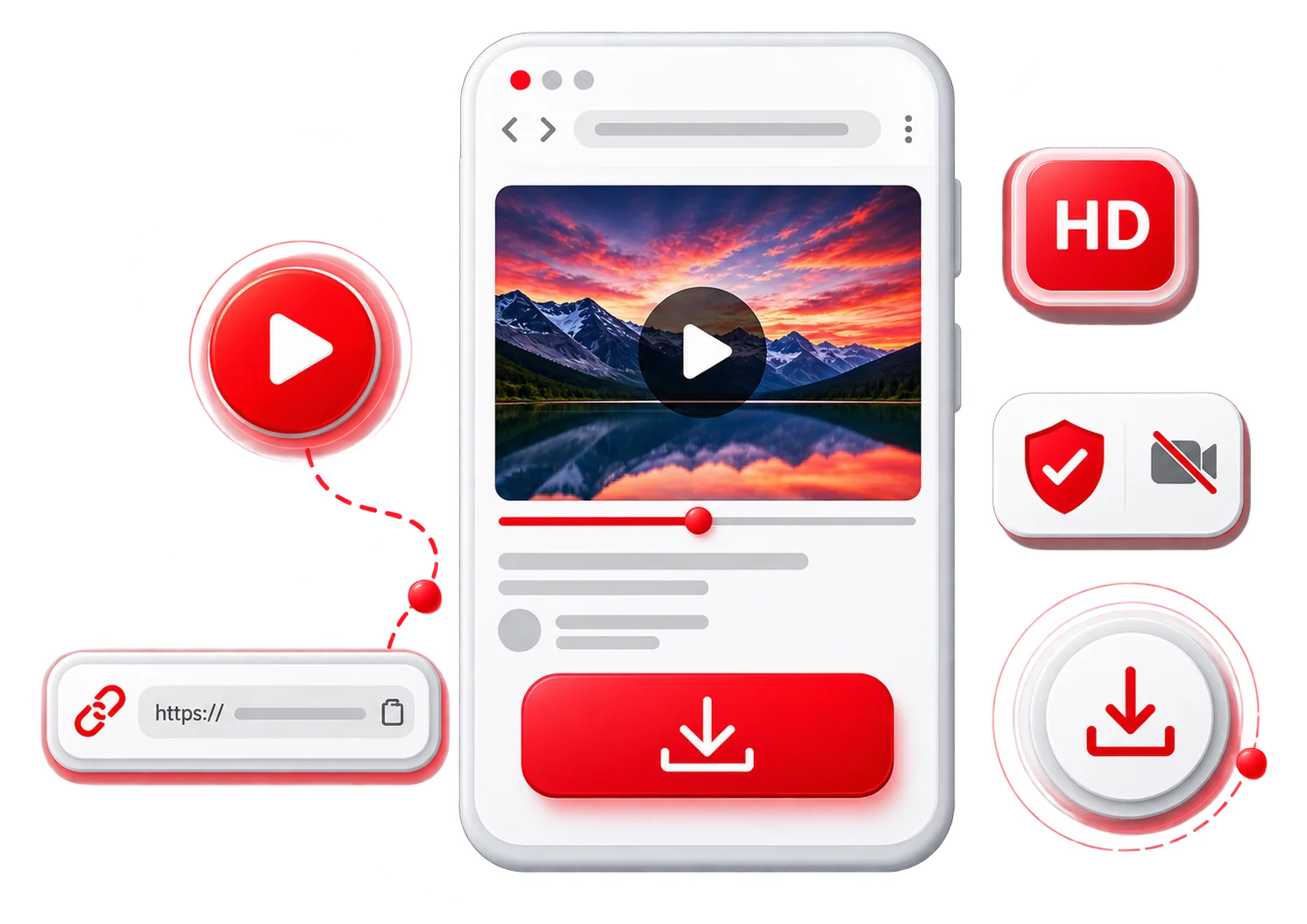Ana sayfa 1 Pinterest video downloader tool interface showing HD download button and no-watermark video download feature