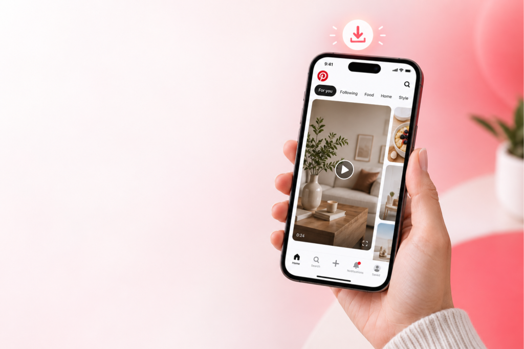 Pinterest video indirme iPhone - iPhone ekranında Pinterest uygulaması ve indirme simgesi
